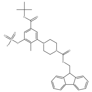 (9H-fluoren-9-yl)methyl 4-{5-[(tert-butoxy)carbonyl]-3-[(fluorosulfonyl)oxy]-2-methylphenyl}piperazine-1-carboxylate结构式
