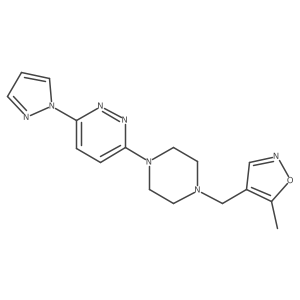 3-{4-[(5-methyl-1,2-oxazol-4-yl)methyl]piperazin-1-yl}-6-(1H-pyrazol-1-yl)pyridazine结构式
