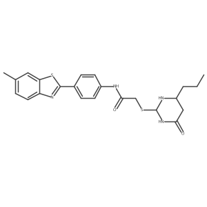 N-[4-(6-methyl-1,3-benzothiazol-2-yl)phenyl]-2-[(4-oxo-6-propyl-1,3-diazinan-2-yl)sulfanyl]acetamide Structure