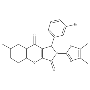 1-(3-bromophenyl)-2-(4,5-dimethyl-1,3-thiazol-2-yl)-7-methyl-4a,5,6,7,8,8a-hexahydro-1H-chromeno[2,3-c]pyrrole-3,9-dione结构式
