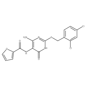 N-(4-amino-2-((2,4-dichlorobenzyl)thio)-6-oxo-1,6-dihydropyrimidin-5-yl)furan-2-carboxamide Structure
