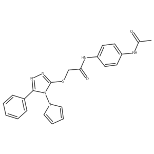N-(4-acetamidophenyl)-2-((5-phenyl-4-(1H-pyrrol-1-yl)-4H-1,2,4-triazol-3-yl)thio)acetamide结构式