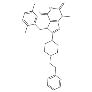 7-(2,5-dimethylbenzyl)-3-methyl-8-(4-phenethylpiperazin-1-yl)-1H-purine-2,6(3H,7H)-dione Structure