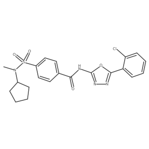 N-(5-(2-chlorophenyl)-1,3,4-oxadiazol-2-yl)-4-(N-cyclopentyl-N-methylsulfamoyl)benzamide结构式