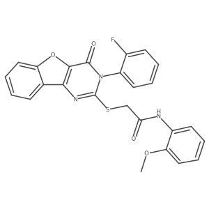 2-{[5-(2-fluorophenyl)-6-oxo-8-oxa-3,5-diazatricyclo[7.4.0.0^{2,7}]trideca-1(9),2(7),3,10,12-pentaen-4-yl]sulfanyl}-N-(2-methoxyphenyl)acetamide结构式