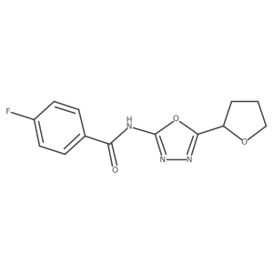 4-fluoro-N-(5-(tetrahydrofuran-2-yl)-1,3,4-oxadiazol-2-yl)benzamide结构式