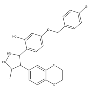 5-[(4-Bromophenyl)methoxy]-2-[4-(2,3-dihydro-1,4-benzodioxin-6-yl)-5-methylpyrazolidin-3-yl]phenol结构式