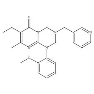 6H-Pyrimido[1,2-a]-1,3,5-triazin-6-one, 7-ethyl-1,2,3,4-tetrahydro-1-(2-methoxyphenyl)-8-methyl-3-(3-pyridinylmethyl)- Structure