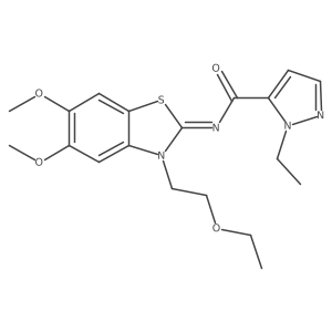 (E)-N-(3-(2-ethoxyethyl)-5,6-dimethoxybenzo[d]thiazol-2(3H)-ylidene)-1-ethyl-1H-pyrazole-5-carboxamide Structure