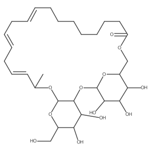 9,12,15-Octadecatrienoic acid, 17-[(2-O-I(2)-D-glucopyranosyl-I(2)-D-glucopyranosyl)oxy]-, intramol. 1,6a(2)a(2)-ester, (9Z,12Z,15Z,17S)- Structure