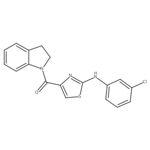 (2-((3-Chlorophenyl)amino)thiazol-4-yl)(indolin-1-yl)methanone结构式