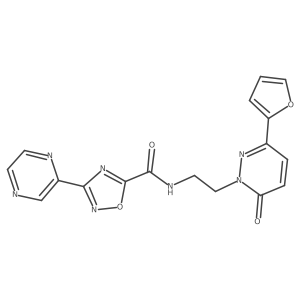 N-(2-(3-(furan-2-yl)-6-oxopyridazin-1(6H)-yl)ethyl)-3-(pyrazin-2-yl)-1,2,4-oxadiazole-5-carboxamide结构式