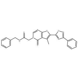 N-benzyl-2-(5-methyl-4-oxo-6-(3-phenyl-1,2,4-oxadiazol-5-yl)thieno[2,3-d]pyrimidin-3(4H)-yl)acetamide Structure