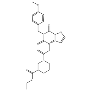 ethyl 1-(2-{3-[(4-methoxyphenyl)methyl]-2,4-dioxo-1H,2H,3H,4H-thieno[3,2-d]pyrimidin-1-yl}acetyl)piperidine-3-carboxylate Structure