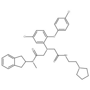 2-[[5-Chloro-2-(4-chlorophenoxy)phenyl][2-oxo-2-[[2-(1-pyrrolidinyl)ethyl]amino]ethyl]amino]-N-(2,3-dihydro-1H-inden-2-yl)-N-methylacetamide结构式