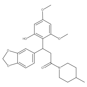 3-(1,3-Benzodioxol-5-yl)-3-(2-hydroxy-4,6-dimethoxyphenyl)-1-(4-methyl-1-piperidinyl)-1-propanone结构式
