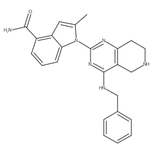 1-[4-(Benzylamino)-5,6,7,8-tetrahydropyrido[4,3-d]pyrimidin-2-yl]-2-methylindole-4-carboxamide结构式