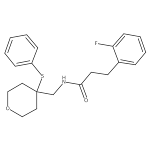 3-(2-fluorophenyl)-N-((4-(phenylthio)tetrahydro-2H-pyran-4-yl)methyl)propanamide结构式