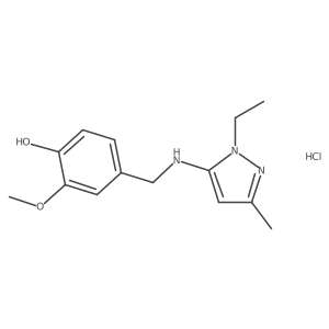 4-[[(2-Ethyl-5-methylpyrazol-3-yl)amino]methyl]-2-methoxyphenol;hydrochloride Structure