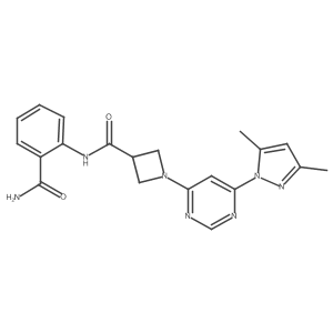 N-(2-carbamoylphenyl)-1-(6-(3,5-dimethyl-1H-pyrazol-1-yl)pyrimidin-4-yl)azetidine-3-carboxamide结构式