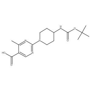 2-(4-((Tert-butoxycarbonyl)amino)piperidin-1-yl)-4-methylpyrimidine-5-carboxylic acid结构式