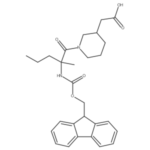 2-{1-[2-({[(9H-fluoren-9-yl)methoxy]carbonyl}amino)-2-methylpentanoyl]piperidin-3-yl}acetic acid结构式