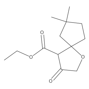 Ethyl 7,7-dimethyl-3-oxo-1-oxaspiro[4.4]nonane-4-carboxylate结构式