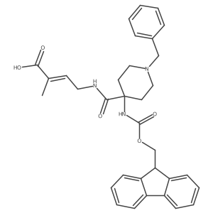 4-{[1-benzyl-4-({[(9H-fluoren-9-yl)methoxy]carbonyl}amino)piperidin-4-yl]formamido}-2-methylbut-2-enoic acid Structure