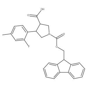 rac-(3R,4S)-1-{[(9H-fluoren-9-yl)methoxy]carbonyl}-4-(2-fluoro-4-methylphenyl)pyrrolidine-3-carboxylic acid结构式