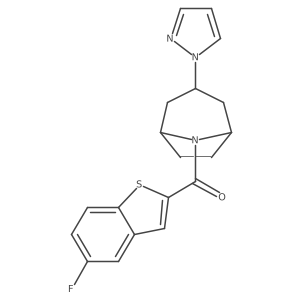 8-(5-fluoro-1-benzothiophene-2-carbonyl)-3-(1H-pyrazol-1-yl)-8-azabicyclo[3.2.1]octane结构式