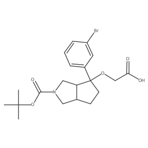 2-{[4-(3-Bromophenyl)-2-[(tert-butoxy)carbonyl]-octahydrocyclopenta[c]pyrrol-4-yl]oxy}acetic acid Structure