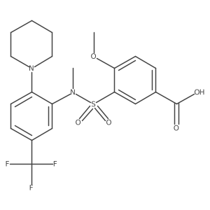 4-Methoxy-3-[methyl-[2-piperidin-1-yl-5-(trifluoromethyl)phenyl]sulfamoyl]benzoic acid结构式