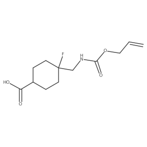 (1r,4r)-4-Fluoro-4-({[(prop-2-en-1-yloxy)carbonyl]amino}methyl)cyclohexane-1-carboxylic acid Structure