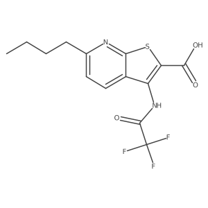 6-butyl-3-[(2,2,2-trifluoroacetyl)amino]thieno[2,3-b]pyridine-2-carboxylic acid结构式