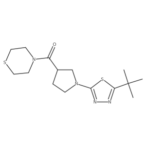 4-[1-(5-Tert-butyl-1,3,4-thiadiazol-2-yl)pyrrolidine-3-carbonyl]thiomorpholine结构式