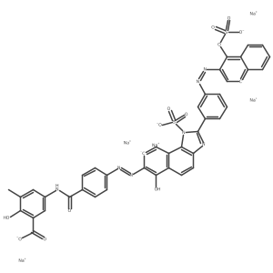 pentasodium;2-hydroxy-5-[[4-[[6-hydroxy-1-sulfonato-2-[3-[(1-sulfonatooxy-4H-naphthalen-4-id-2-yl)diazenyl]phenyl]-8H-benzo[e]benzimidazol-8-id-7-yl]diazenyl]benzoyl]amino]-3-methylbenzoate结构式