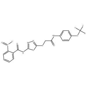 2-nitro-N-(5-((2-oxo-2-((4-(trifluoromethoxy)phenyl)amino)ethyl)thio)-1,3,4-thiadiazol-2-yl)benzamide结构式