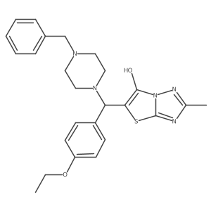 5-((4-Benzylpiperazin-1-yl)(4-ethoxyphenyl)methyl)-2-methylthiazolo[3,2-b][1,2,4]triazol-6-ol结构式