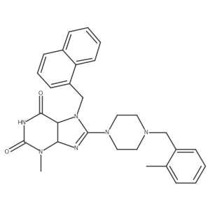 3-methyl-8-{4-[(2-methylphenyl)methyl]piperazin-1-yl}-7-[(naphthalen-1-yl)methyl]-2,3,6,7-tetrahydro-1H-purine-2,6-dione结构式