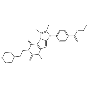 ethyl 4-(1,6,7-trimethyl-3-(2-morpholinoethyl)-2,4-dioxo-3,4-dihydro-1H-imidazo[2,1-f]purin-8(2H)-yl)benzoate结构式