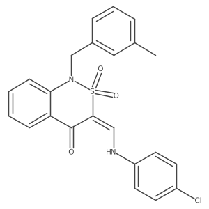 (3Z)-3-{[(4-chlorophenyl)amino]methylene}-1-(3-methylbenzyl)-1H-2,1-benzothiazin-4(3H)-one 2,2-dioxide结构式