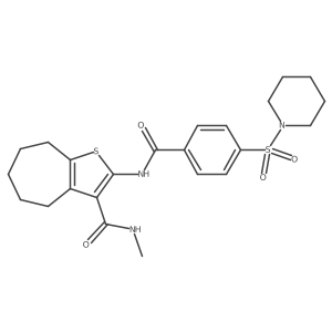 N-methyl-2-(4-(piperidin-1-ylsulfonyl)benzamido)-5,6,7,8-tetrahydro-4H-cyclohepta[b]thiophene-3-carboxamide结构式