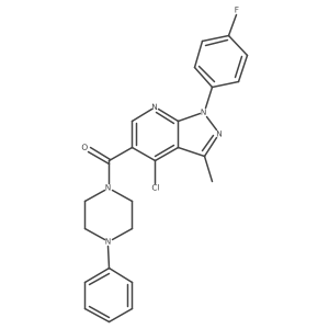 (4-chloro-1-(4-fluorophenyl)-3-methyl-1H-pyrazolo[3,4-b]pyridin-5-yl)(4-phenylpiperazin-1-yl)methanone Structure