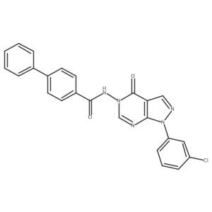 N-(1-(3-chlorophenyl)-4-oxo-1H-pyrazolo[3,4-d]pyrimidin-5(4H)-yl)-[1,1'-biphenyl]-4-carboxamide结构式