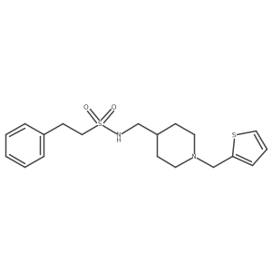 2-phenyl-N-((1-(thiophen-2-ylmethyl)piperidin-4-yl)methyl)ethanesulfonamide Structure