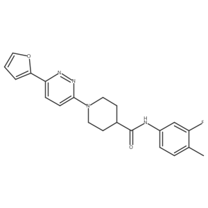 Cc1ccc(NC(=O)C2CCN(c3ccc(-c4ccco4)nn3)CC2)cc1F结构式