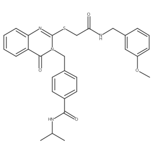 N-isopropyl-4-((2-((2-((3-methoxybenzyl)amino)-2-oxoethyl)thio)-4-oxoquinazolin-3(4H)-yl)methyl)benzamide结构式