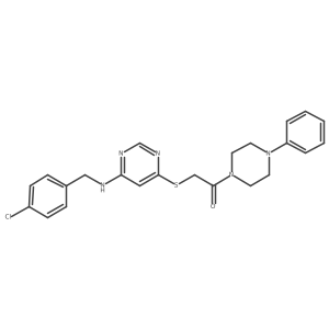 2-((6-((4-Chlorobenzyl)amino)pyrimidin-4-yl)thio)-1-(4-phenylpiperazin-1-yl)ethanone Structure
