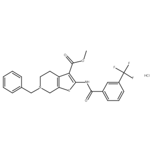 Methyl 6-benzyl-2-(3-(trifluoromethyl)benzamido)-4,5,6,7-tetrahydrothieno[2,3-c]pyridine-3-carboxylate hydrochloride Structure