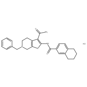 6-Benzyl-2-(5,6,7,8-tetrahydronaphthalene-2-carboxamido)-4,5,6,7-tetrahydrothieno[2,3-c]pyridine-3-carboxamide hydrochloride结构式